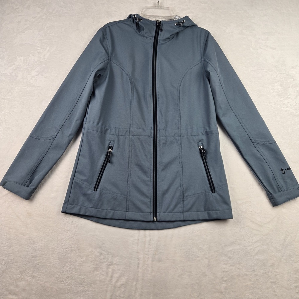 Free‎ Country Womens X20 Anorak Blue Gray Jacket Small Hood Pockets
